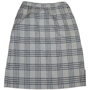 VINTAGE WOMEN'S WHITE & GRAY PLAID PENCIL SKIRT - PERSONAL - SIZE 16